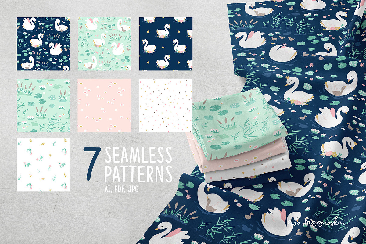 Swan Princess - Pattern & Prints, a Pattern Graphic by Brzozowska (Photo 2 of 9)