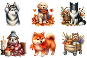 Watercolor Autumn Dog Clipart, a Seasonal Illustration by DreamArtGraphic (Thumbnail 4 of 4)