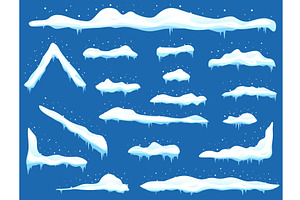 Snow Caps. Cartoon Snowdrifts