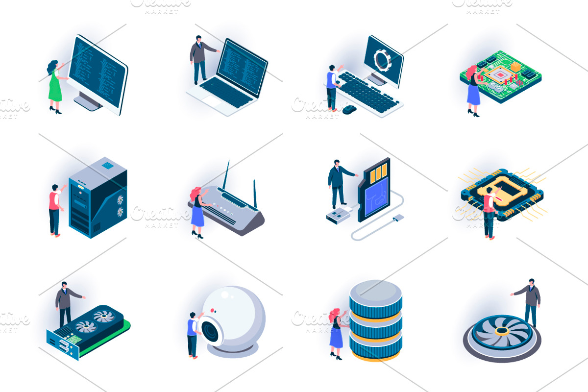 Unique Isometric Icons Pack, an Outline Icon by alexdndz (Photo 4 of 21)