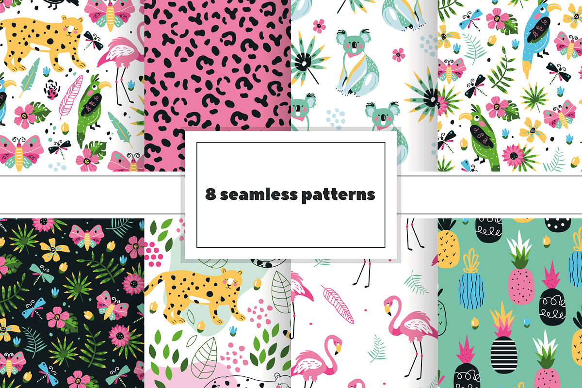 Jungle set with patterns and clipart, a Pattern Graphic by narinadraban (Photo 6 of 6)