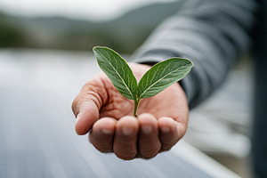 Man holds a small green seedling in, a Nature Photo by MistyDay