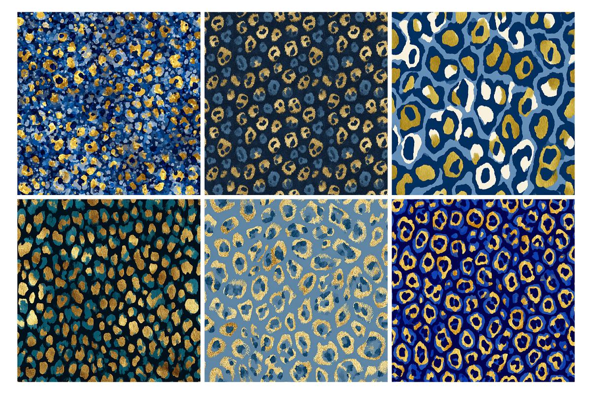Blue and Gold Leopard Digital Paper, an Illustration by Daily.Designs (Photo 5 of 5)