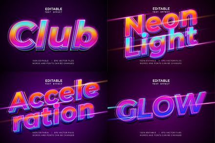 neon editable eps text effect bundle, a Plug-in Add-On by yokbisayok