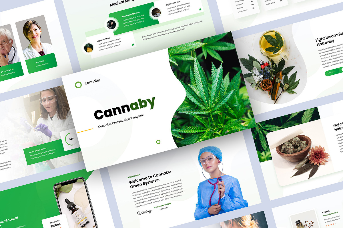 Cannabis Powerpoint Presentation, a Presentation Template by Flat Icons