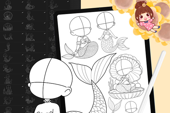 Procreate Chibi Mermaid Pose Stamp preview 6