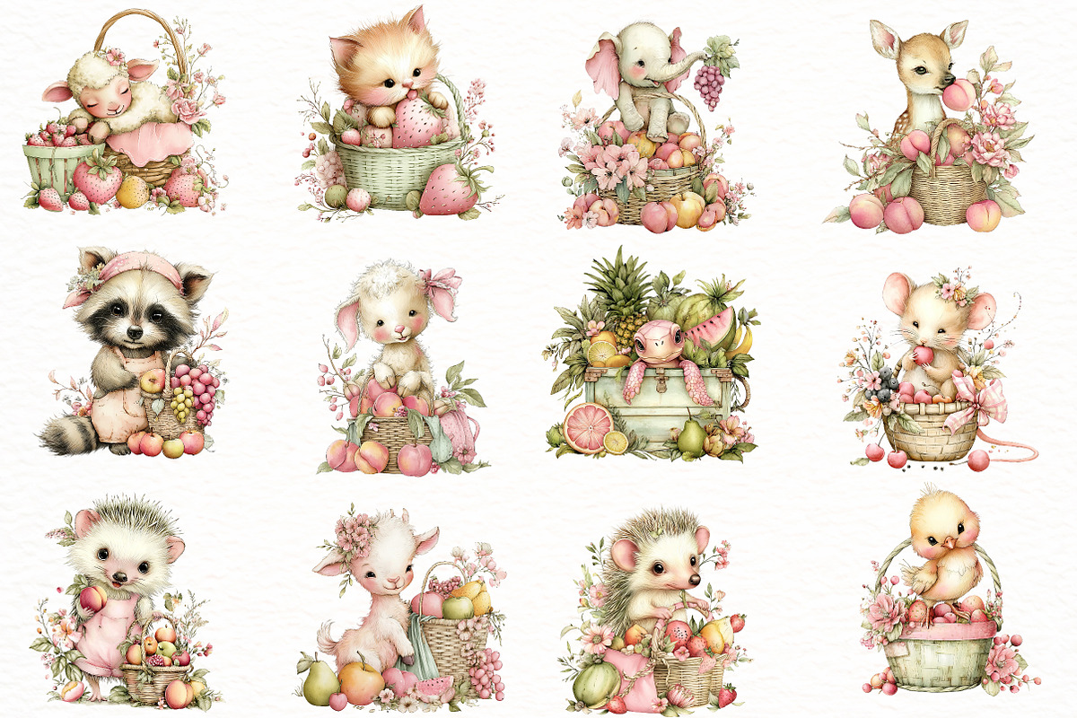 Whimsical Summer Animals with Fruit, an Illustration by Designworld (Photo 3 of 8)