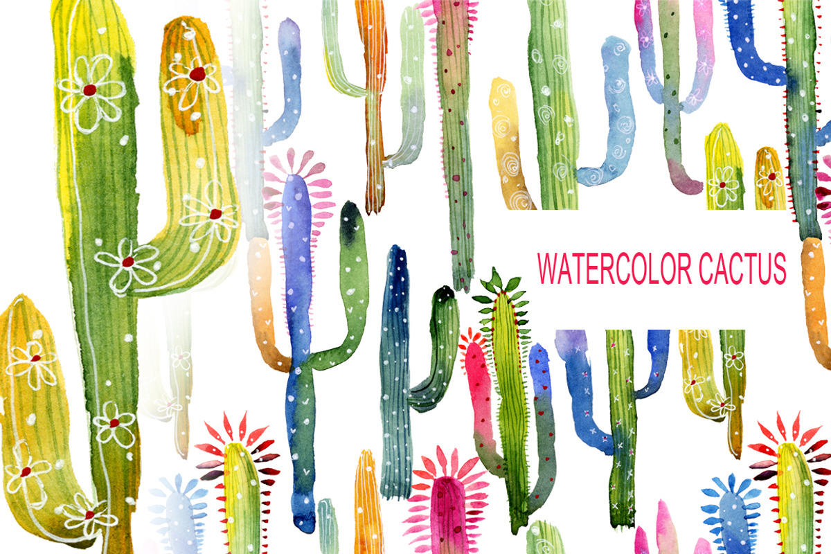 Watercolor Cactus kit, a Pattern Graphic by WatercolorArt (Photo 1 of 4)
