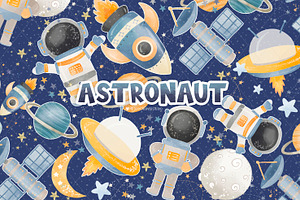 Watercolor Astronaut Space Design