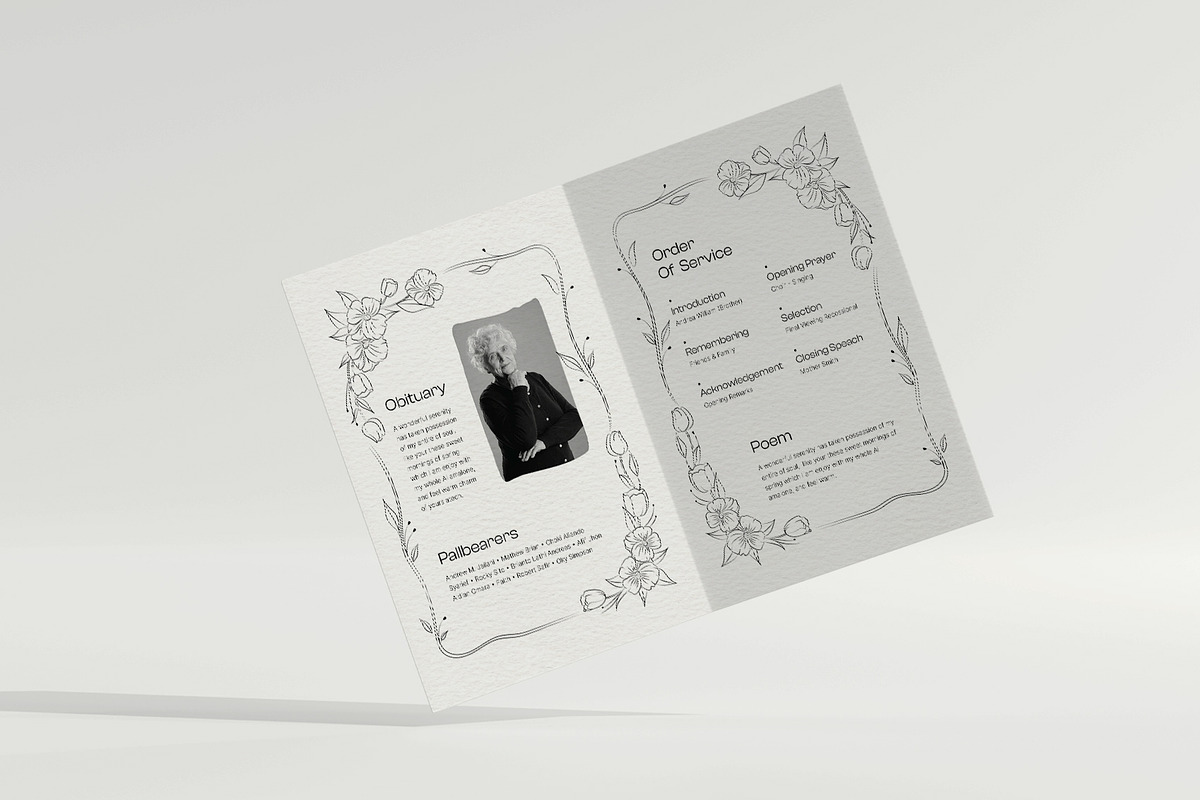 Soft Minimal Funeral Program, a Brochure Template by Neermana (Photo 3 of 4)