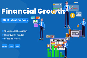 Financial Growth 3D Illustration Set