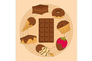 Circular dessert display. Vector