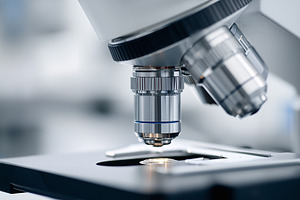 Modern microscope lens focused on a, a Health & Medical Photo by MistyDay