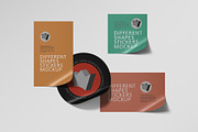 Different Shapes Stickers Mockup, a Packaging Mockup by Tahtagraphic (Thumbnail 1 of 6)