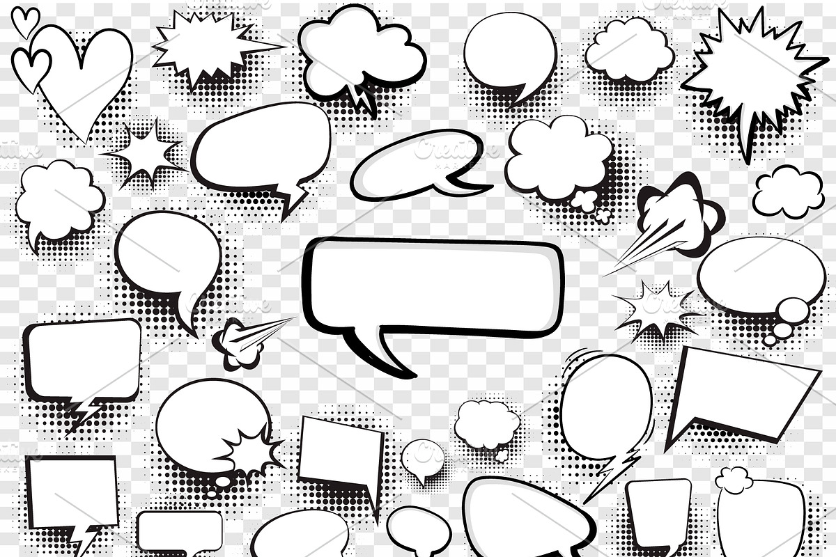 Speech Bubbles Comic Creator Set, an Object Illustration by Den Marty ...