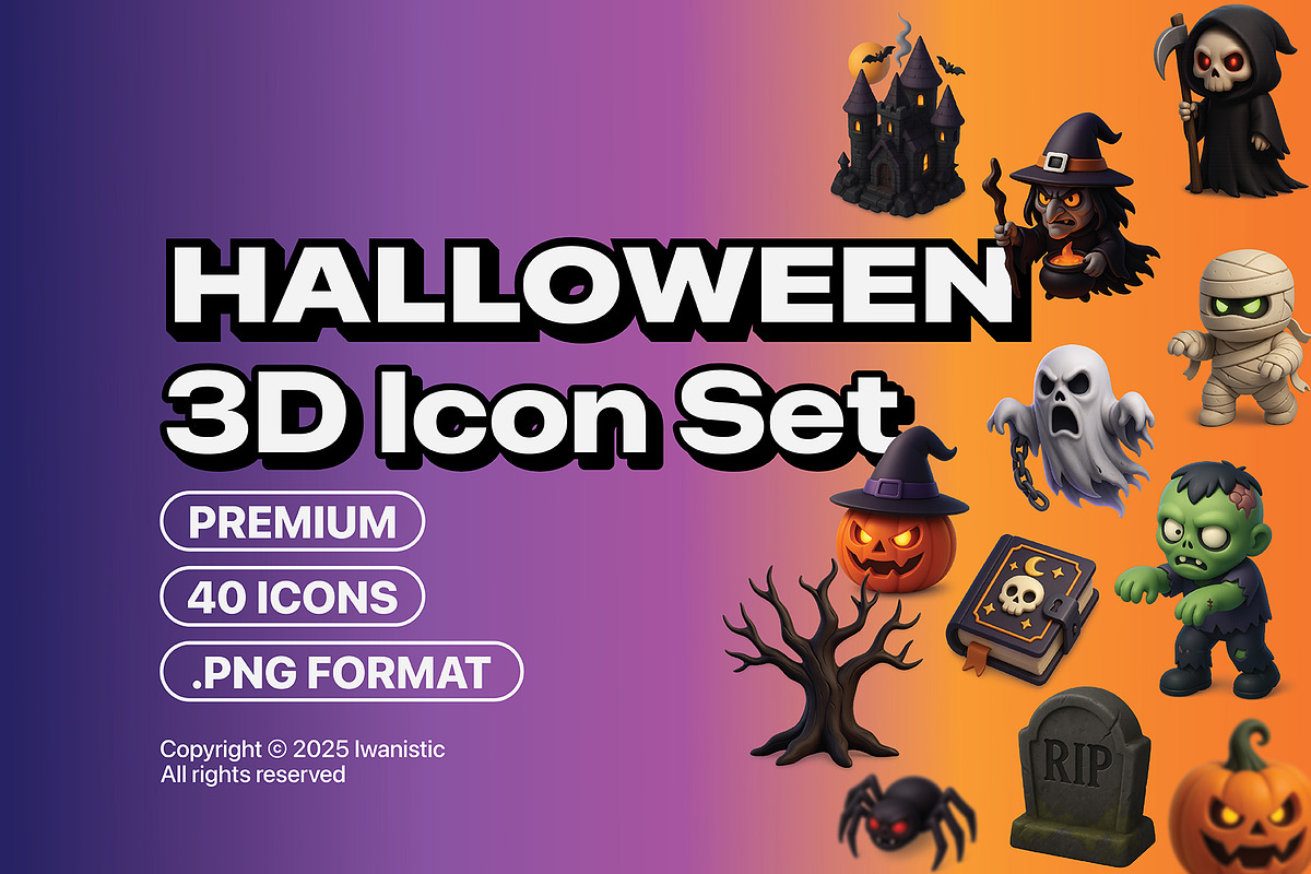 Halloween 3D Spooky icons set, an Icon by Iwanistic (Photo 1 of 6)