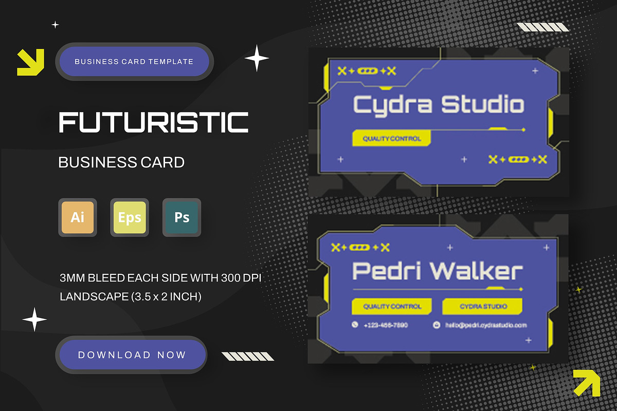 Futuristic - Business Card, a Business Card Template by StreaksideStd (Photo 1 of 3)