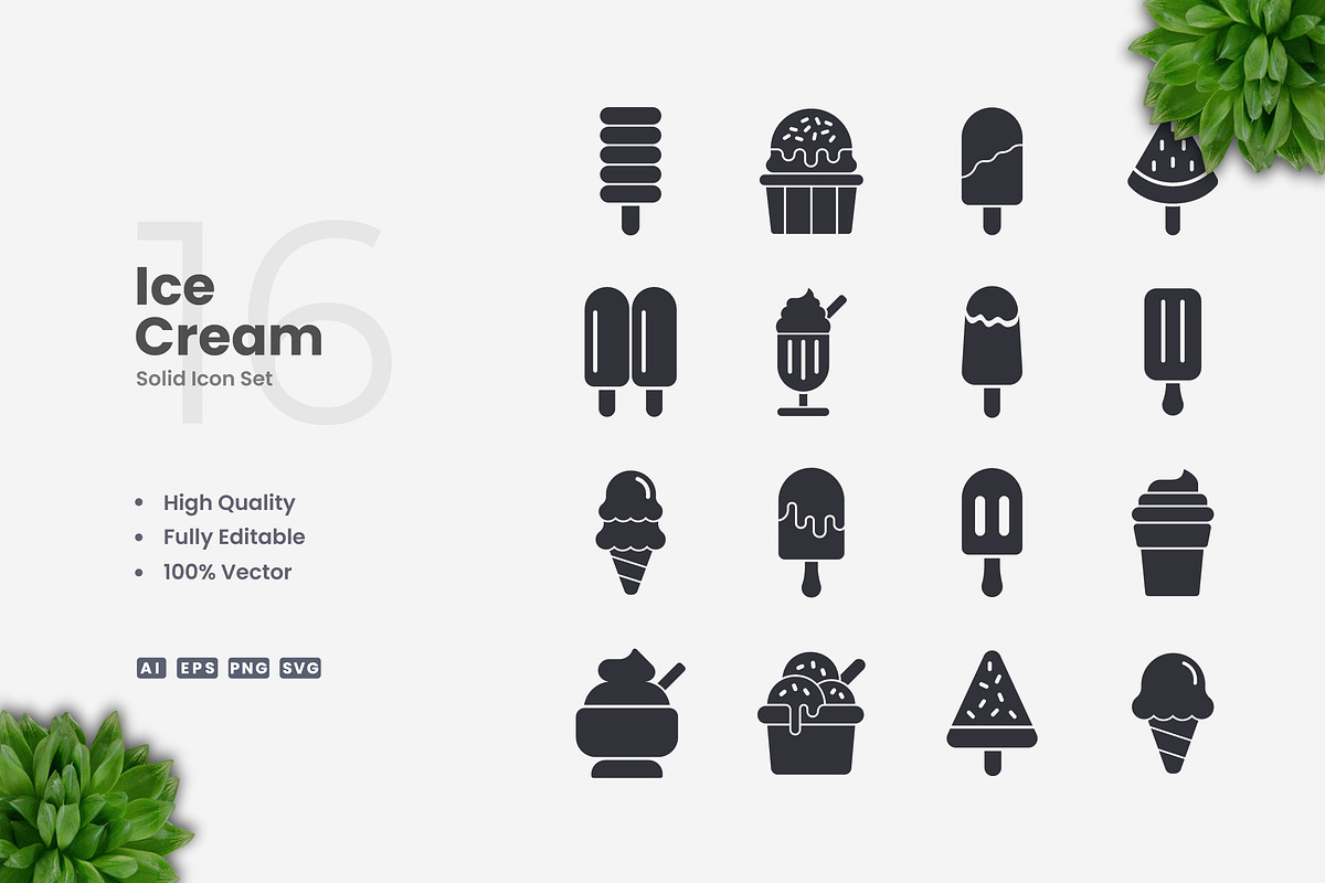 Ice Cream Solid Icons, an Icon by Upnowgraphic