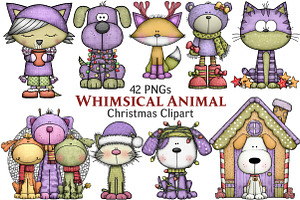 Whimsical Christmas Animal Clipart, an Illustration by Pixels.Craft
