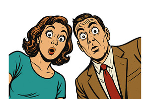 Comic Couple Looking Down vector, a Person Illustration by AlexArt
