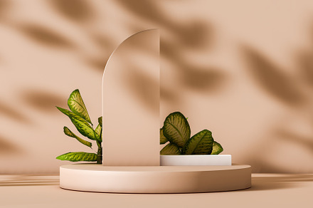 Podium on a background with shadows to expose a product, a Background Photo by OSORIOartist
