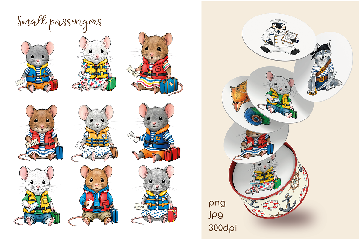 Sea Voyage Cute Animals, an Illustration by lokfrid (Photo 3 of 12)