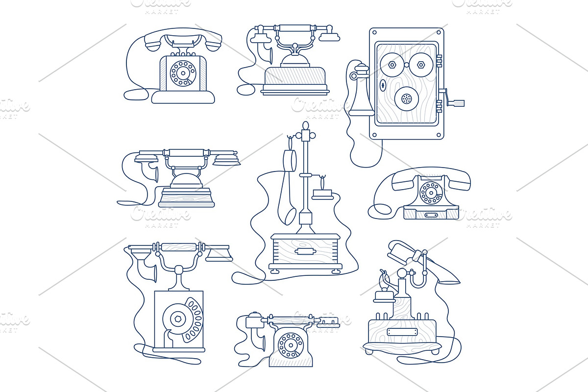 Set of Retro Phone, an Object Graphic by Lucky Shop