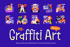 Animated Graffiti Art Stickers Set, an Emoji Icon by Creative Stall