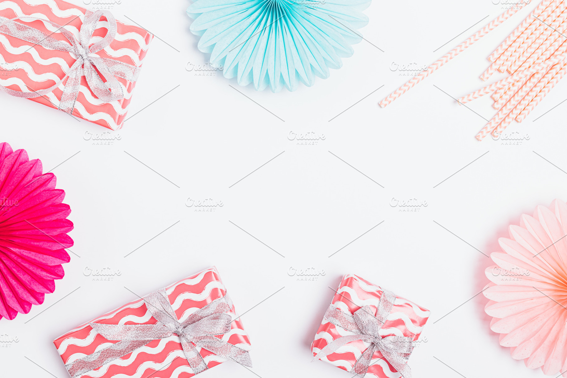 Festive flat lay frame of gift boxes, a Beauty & Fashion Photo by progressman