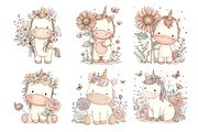 Cute Unicorn Floral Clipart, an Animal Illustration by Creative Art (Thumbnail 4 of 7)