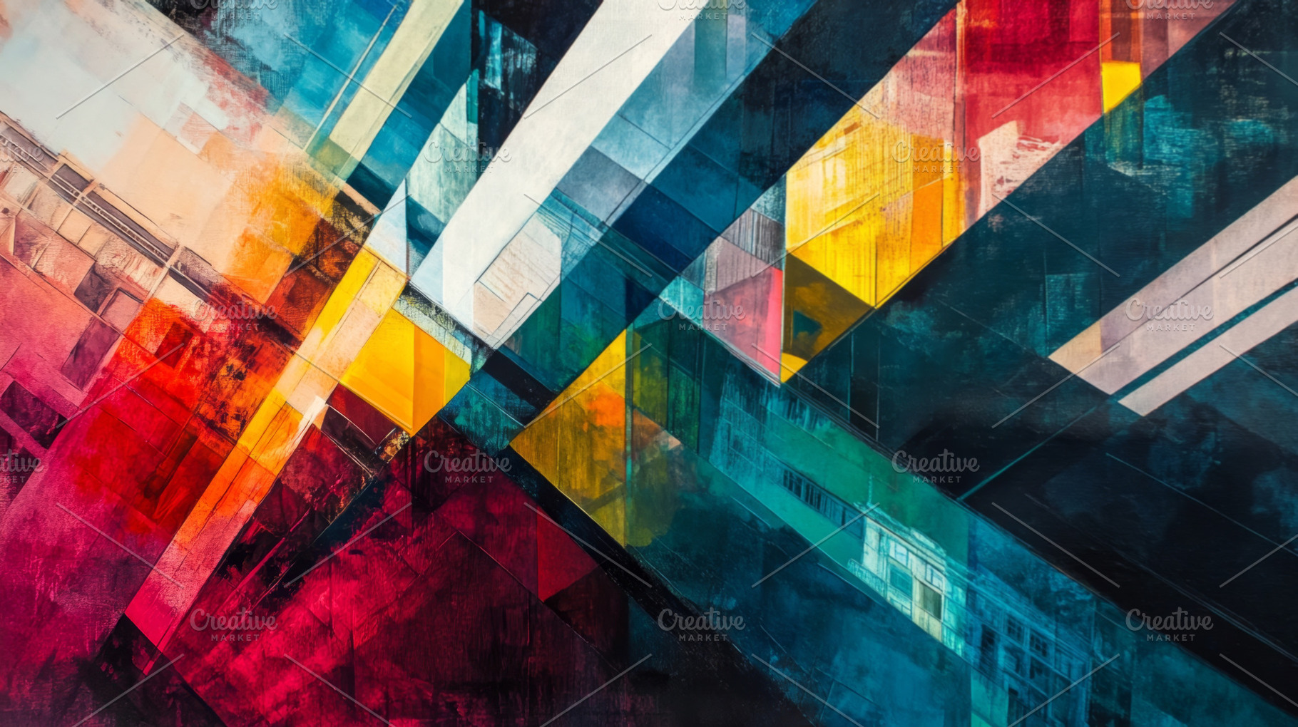 Abstract Geometric Artwork with Bold Colors and Angles, an Abstract Photo by Natalia Klenova's Shop