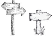Ink drawings of old wooden signposts, an Object Illustration by javi.ruiz (Thumbnail 6 of 6)