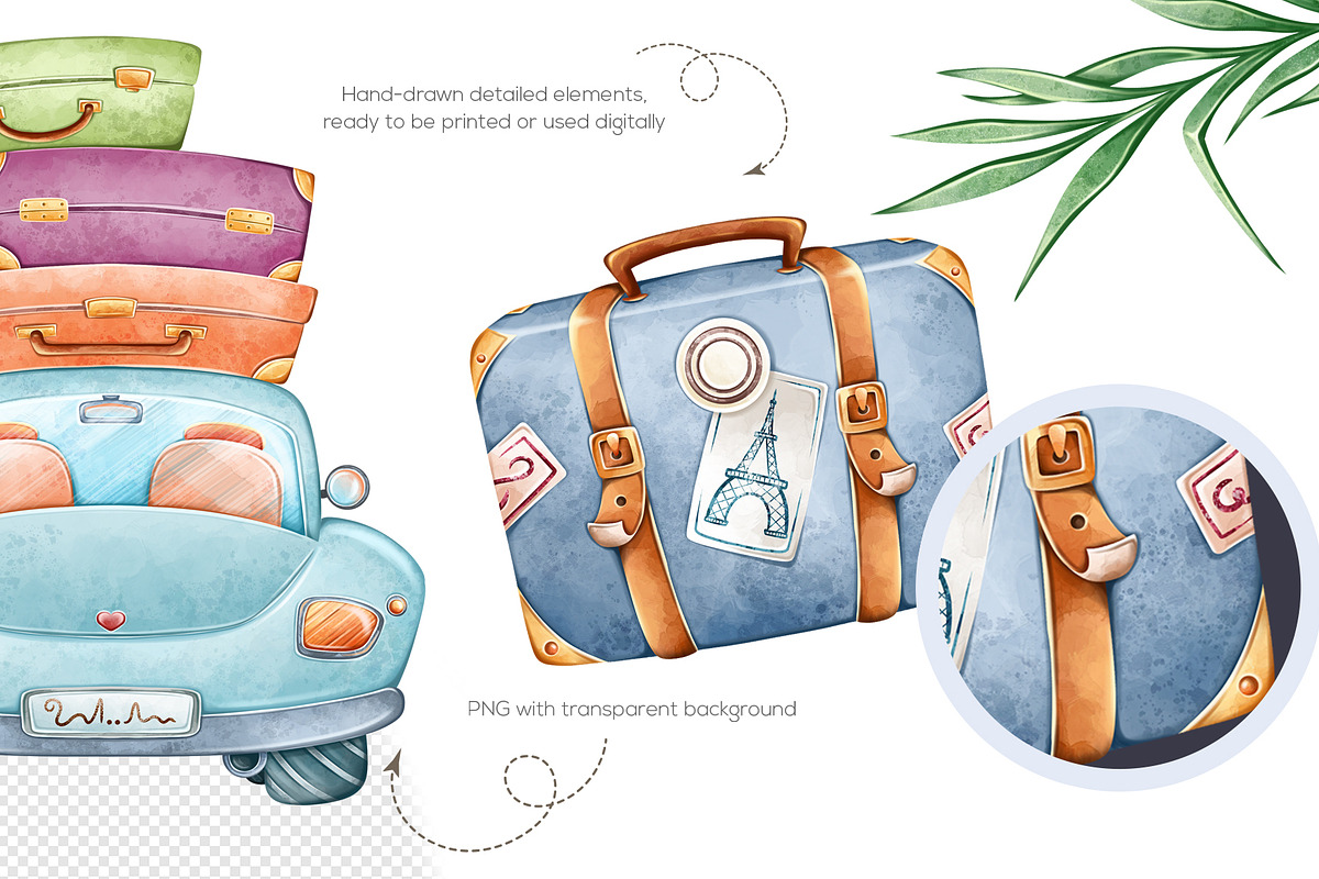 Watercolor Travel Clipart PNG Set, a Seasonal Illustration by Mespilia (Photo 3 of 5)