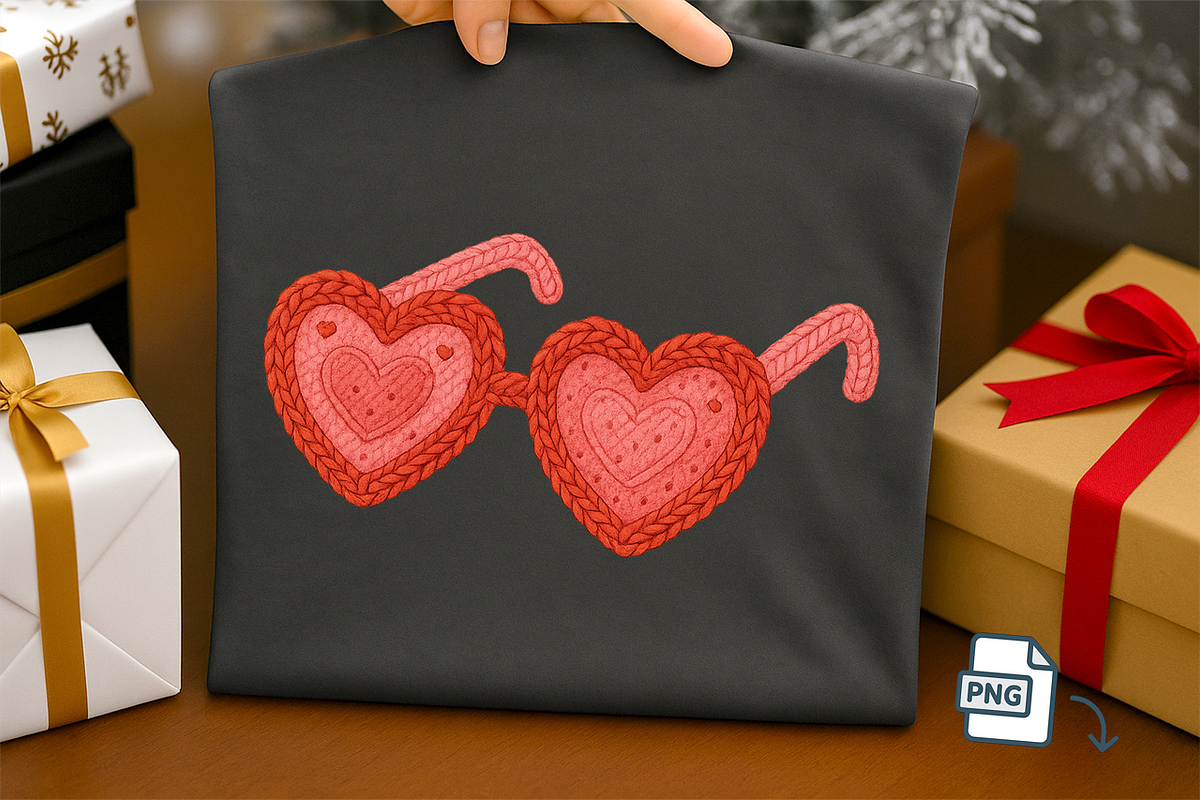 Faux Crochet Heart Sunglasses PNG, an Object Illustration by Craftsbeefy (Photo 1 of 6)