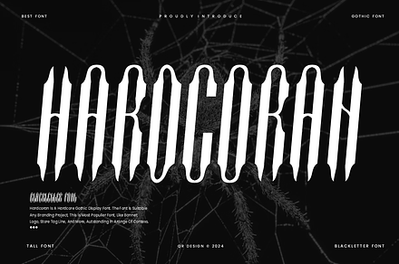 Hardcoran - Artdeco & Blackletter, a Blackletter Font by QR Design Studio