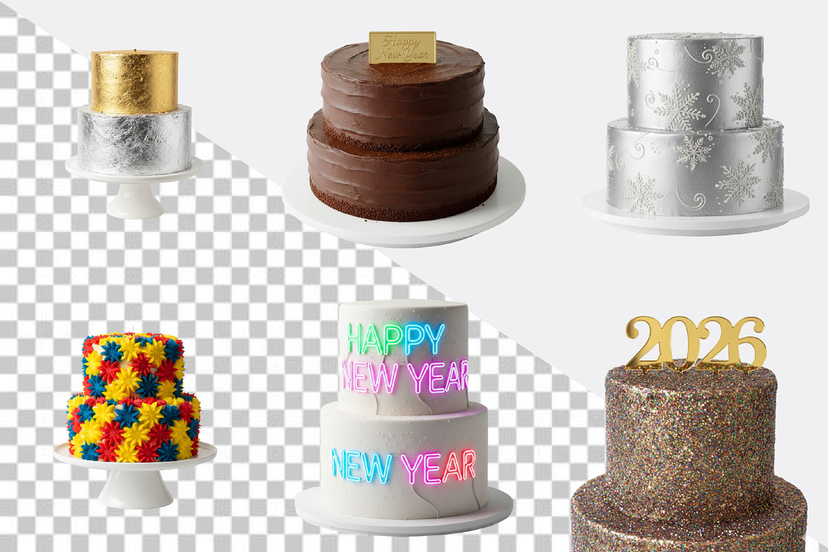 Happy New Year Cake Clipart, an Illustration by SVGArt (Photo 7 of 8)