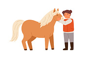 Cute children with ponies set, an Animal Illustration by Good Studio (Thumbnail 7 of 7)