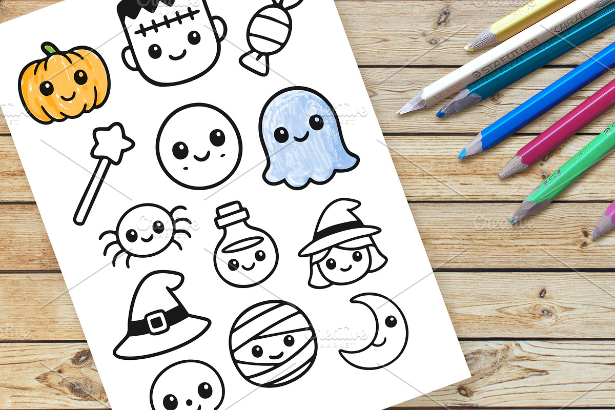 Cute Halloween Icon Set., an Outline Icon by kaisorn (Photo 5 of 5)
