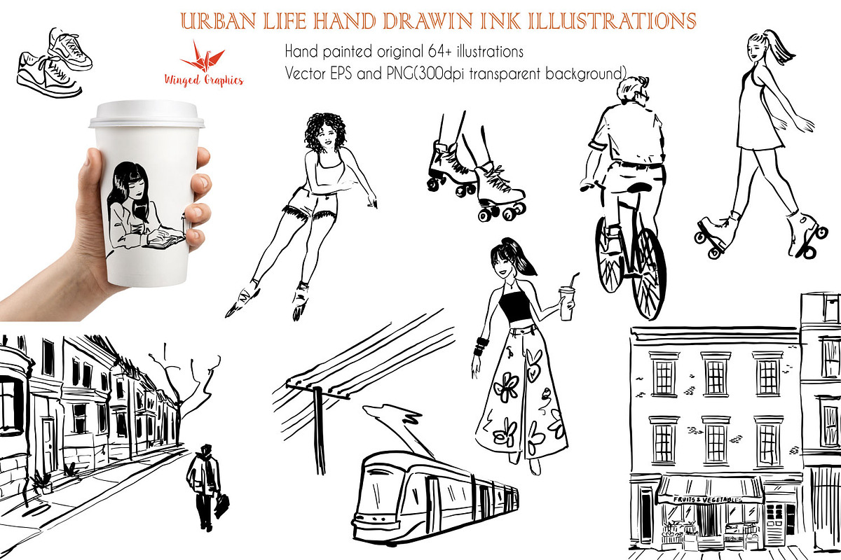 Urban life hand drawn illustrations, a Person Illustration by Winged Graphics (Photo 3 of 5)
