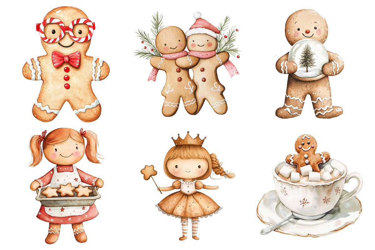 Cute Christmas Gingerbread Man Clipa, an Illustration by Daily.Designs (Photo 2 of 5)