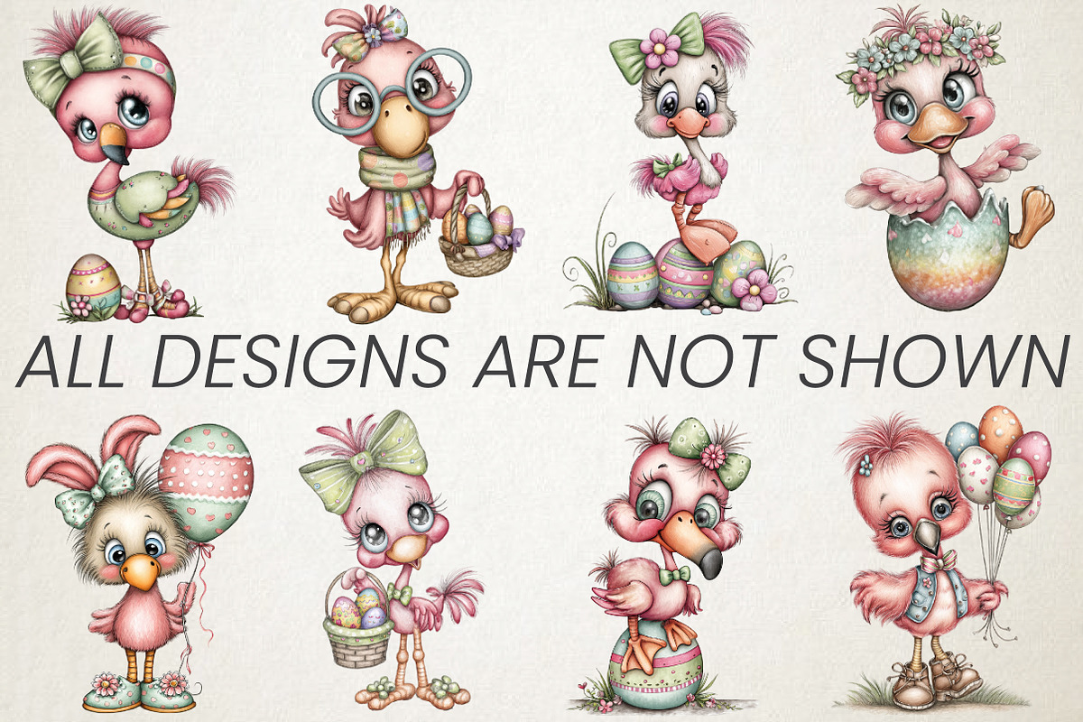 Whimsical Easter Flamingo Clipart, an Animal Illustration by RobertsArt (Photo 3 of 5)