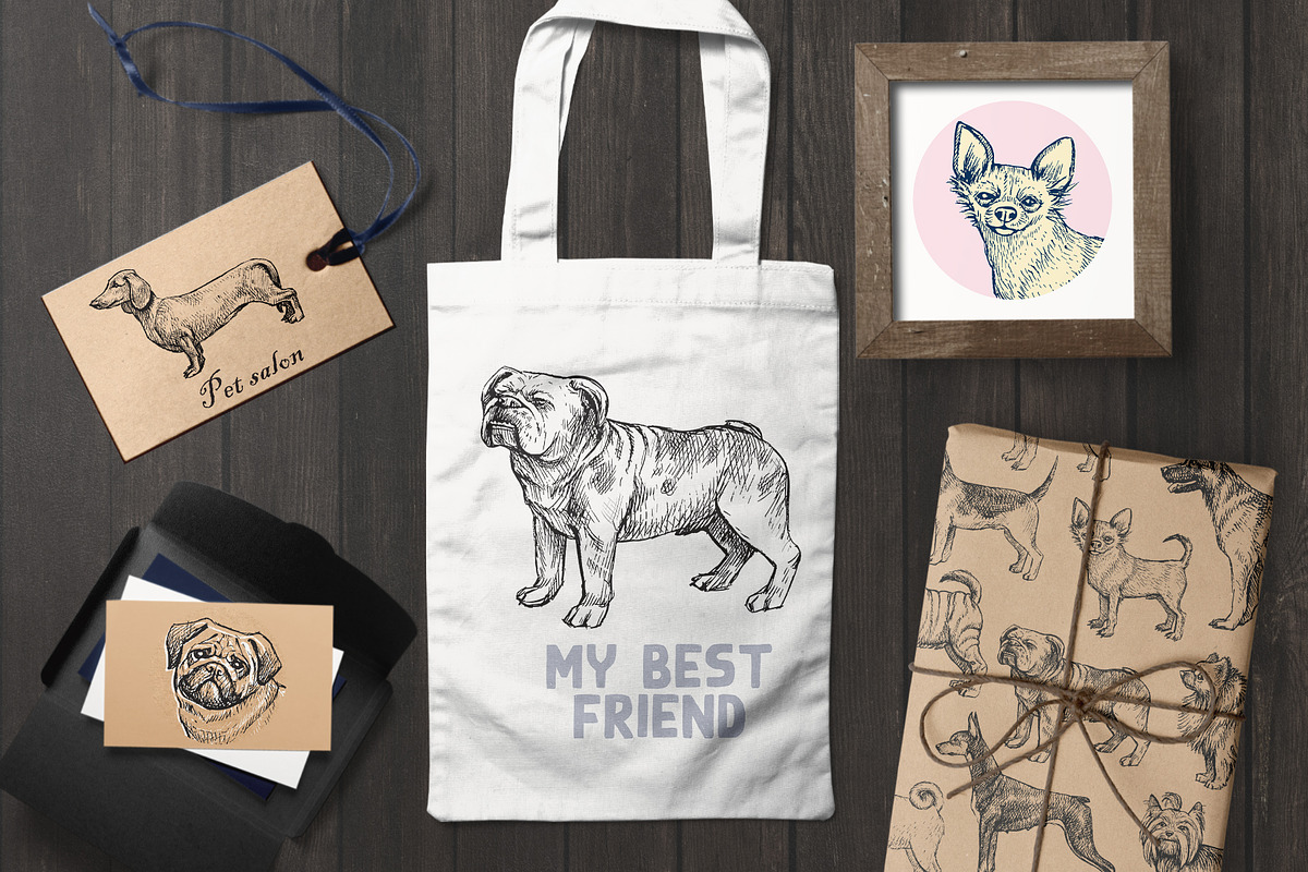 Dog breeds vintage hand drawn vector, an Illustration by Aquatinta (Photo 7 of 8)