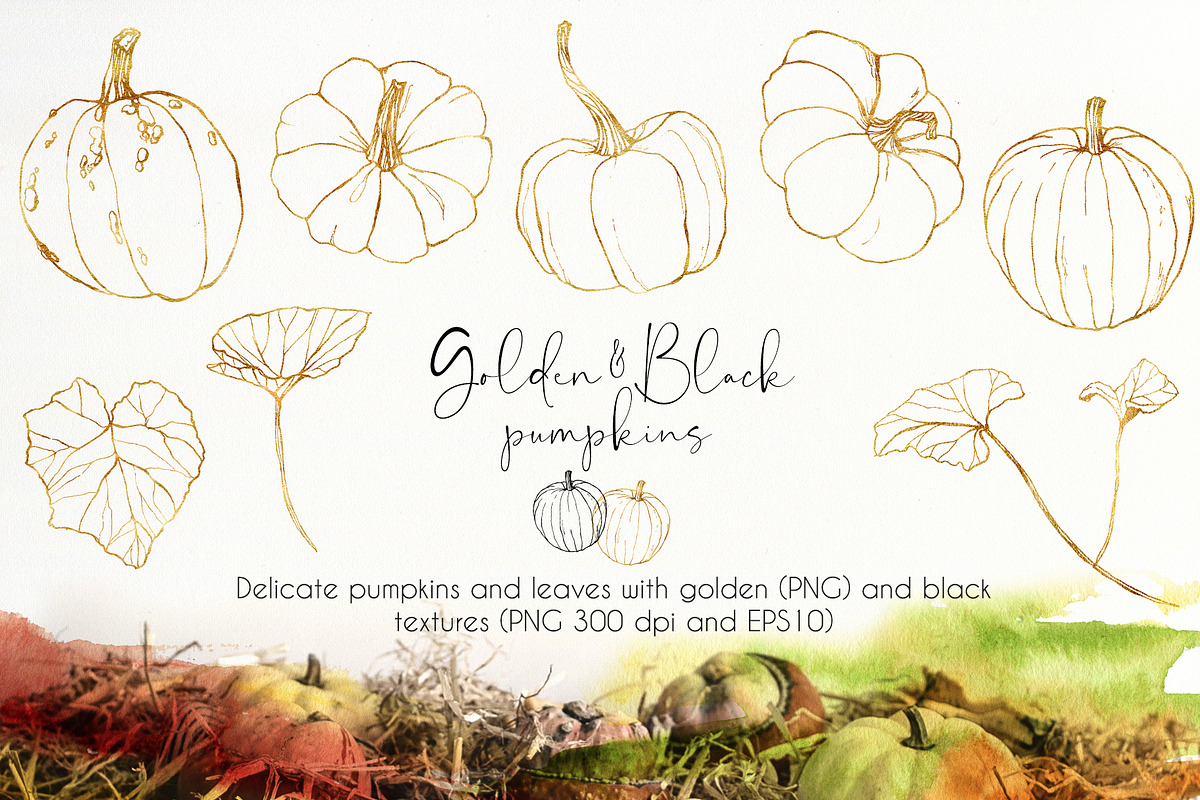 Pumpkins Watercolor pumpkin clipart, a Seasonal Illustration by Yuliya Derbisheva (Photo 4 of 11)