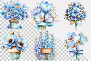 Whimsical Blue Flowers Spring Clipar, an Illustration by SVGArt (Thumbnail 2 of 9)