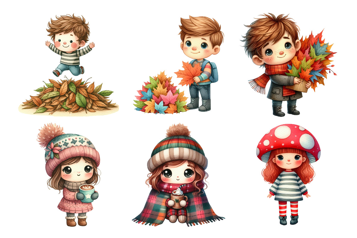 Autumn Quirky Cute Little Kids, an Illustration by Daily.Designs (Photo 5 of 5)