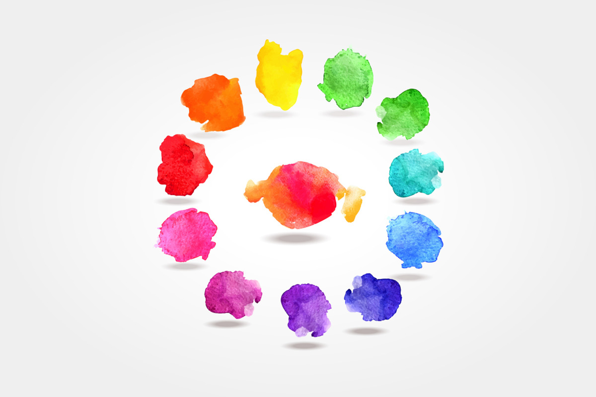 Vector  rainbow watercolor palette, a Texture Graphic by Nikelser