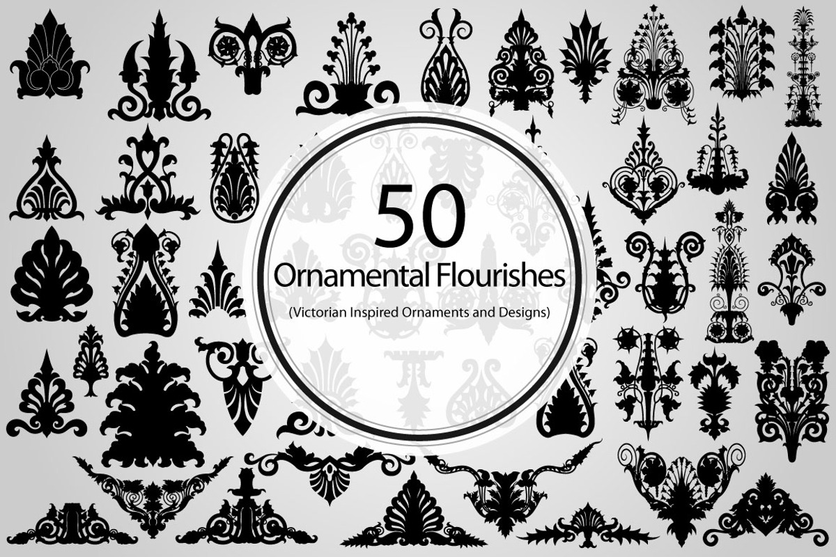 50 Ornamental Flourishes (Vector), an Object Graphic by BIOWORKZ (Photo 1 of 4)