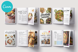 BUNDLE 4 Canva Cookbooks Templates