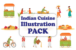 Indian cuisine cartoon illustrations