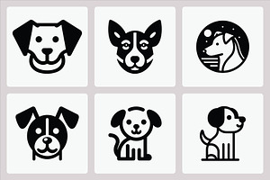 Dog Head Icons Set, an Animal Illustration by Vectorium Studio